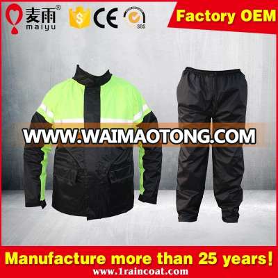 Maiyu polyester 100% lightweight waterproof windbreaker rain jacket,moto rain suit with pants