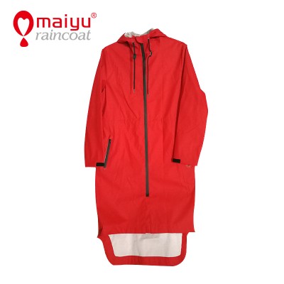 OEM waterproof poncho red fashion lady's rain jacket