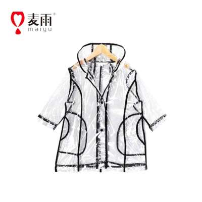 Maiyu easy carried clear recyclable PVC rain coat